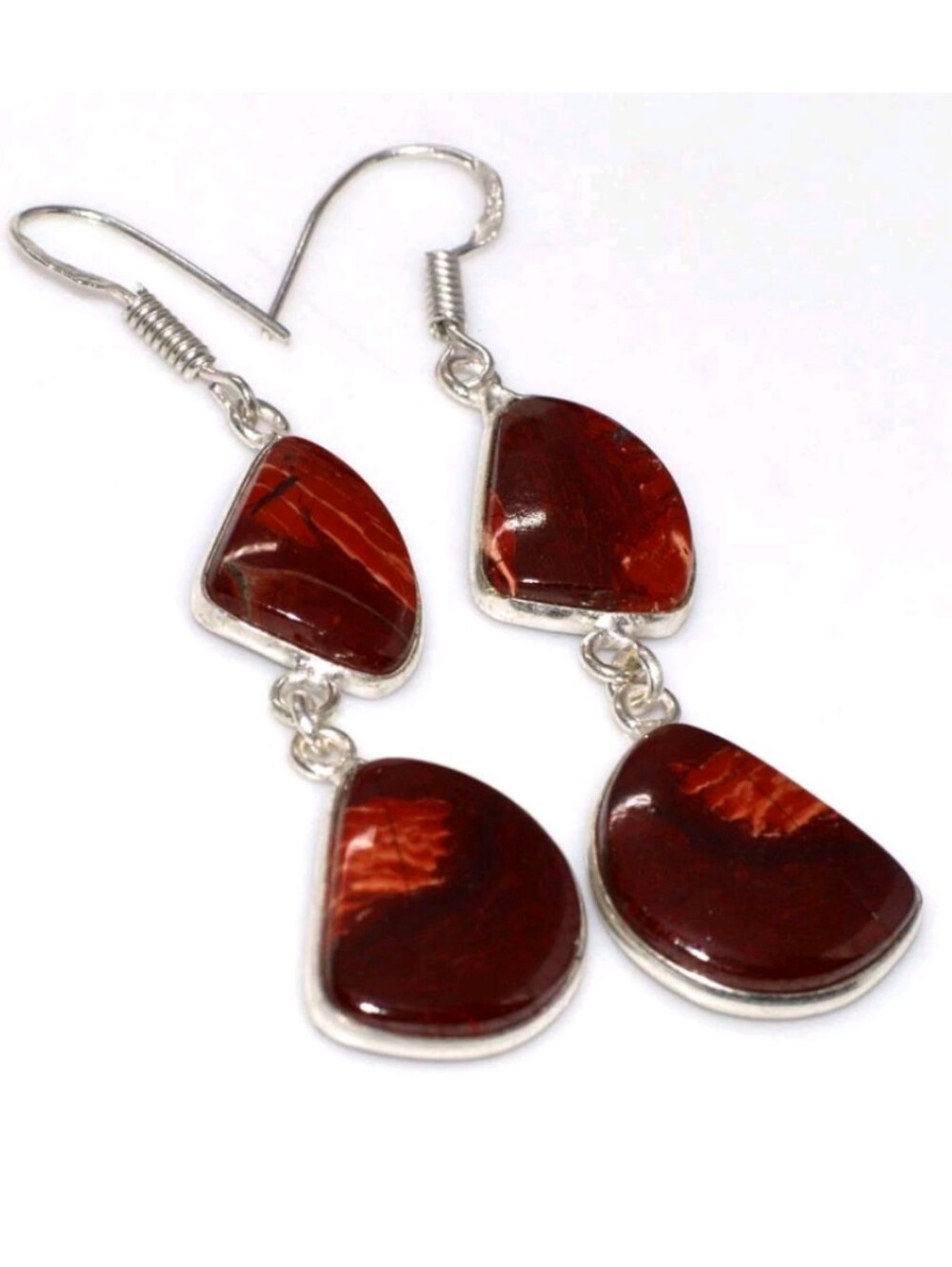 Red Jasper Gemstone Jewelry 925 Sterling Silver Handmade Drop Dangle Earrings